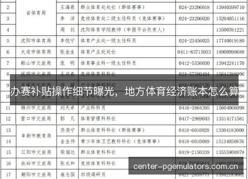 办赛补贴操作细节曝光，地方体育经济账本怎么算